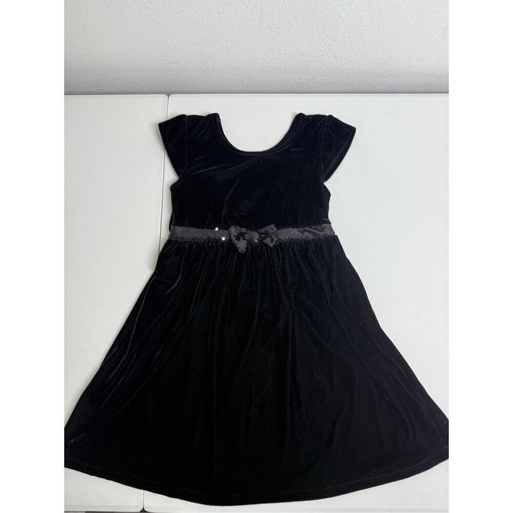 George Girls Black Velvet Sequin Trim Formal Dress Size 7-8